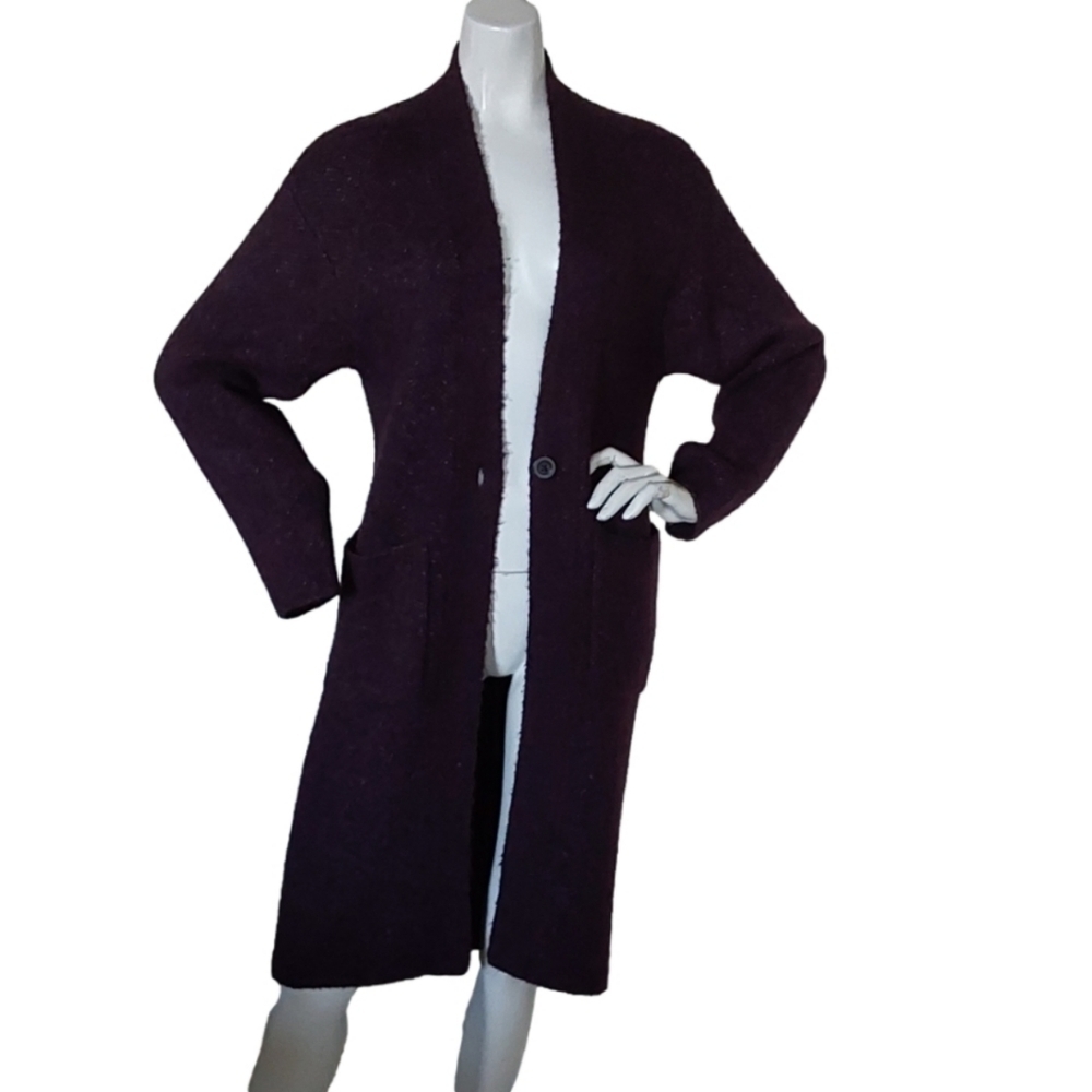 UNIQLO WOOL BLEND 1 BUTTON WOMEN'S‎ BURGUNDY CARDIGAN SIZE XSMALL